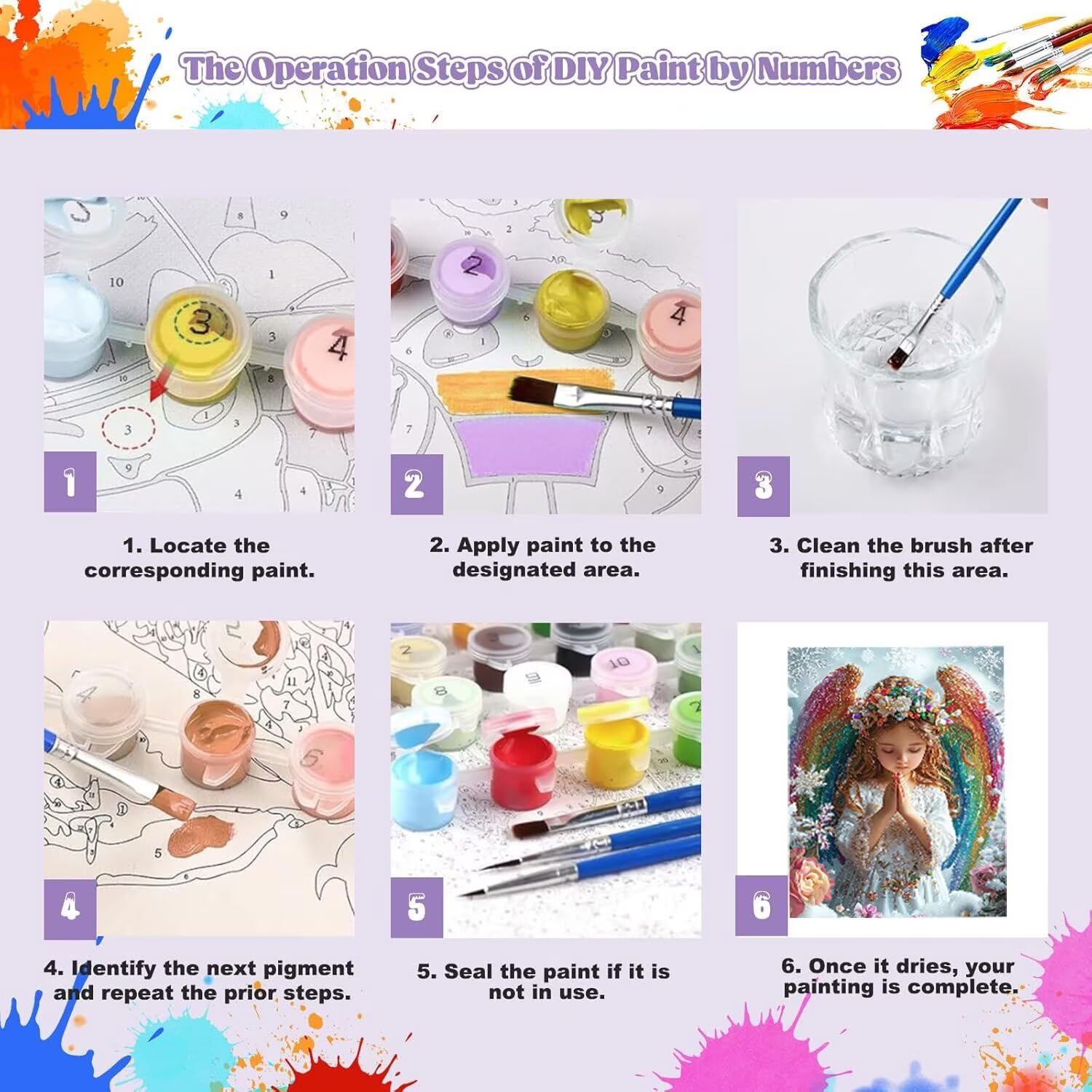WEISHIWE Fille ange Peinture Numero Adulte Kits, 80x100cm m-953