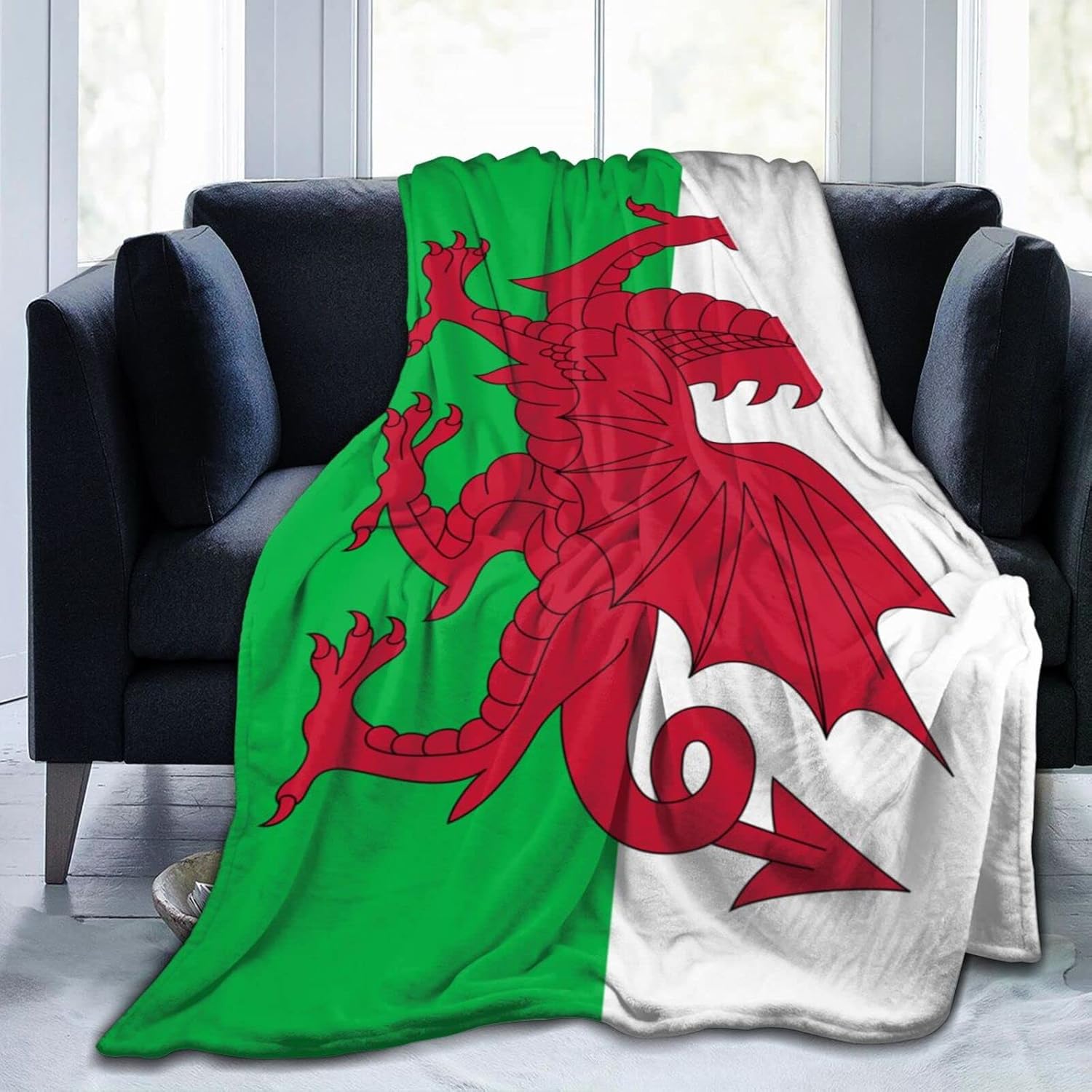Flag of Wales Throw Blanket for Couch Bed Sofa Super Soft Cozy Throw Blanket 80"x60" Blankets