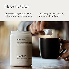Momentous Creatine Monohydrate Powder - Creapure Creatine Powder - Supports Strength, Lean Muscle, & Recovery for Men & Women - NSF Certified for Sport - 5 g per Serving - 90 Servings