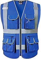 Vista 22 de JKSafety Chaleco de seguridad de color negro con 10 bolsillos, cremallera frontal, con tiras altamente reflectantes, cumple con las normas ANSI/ISEA