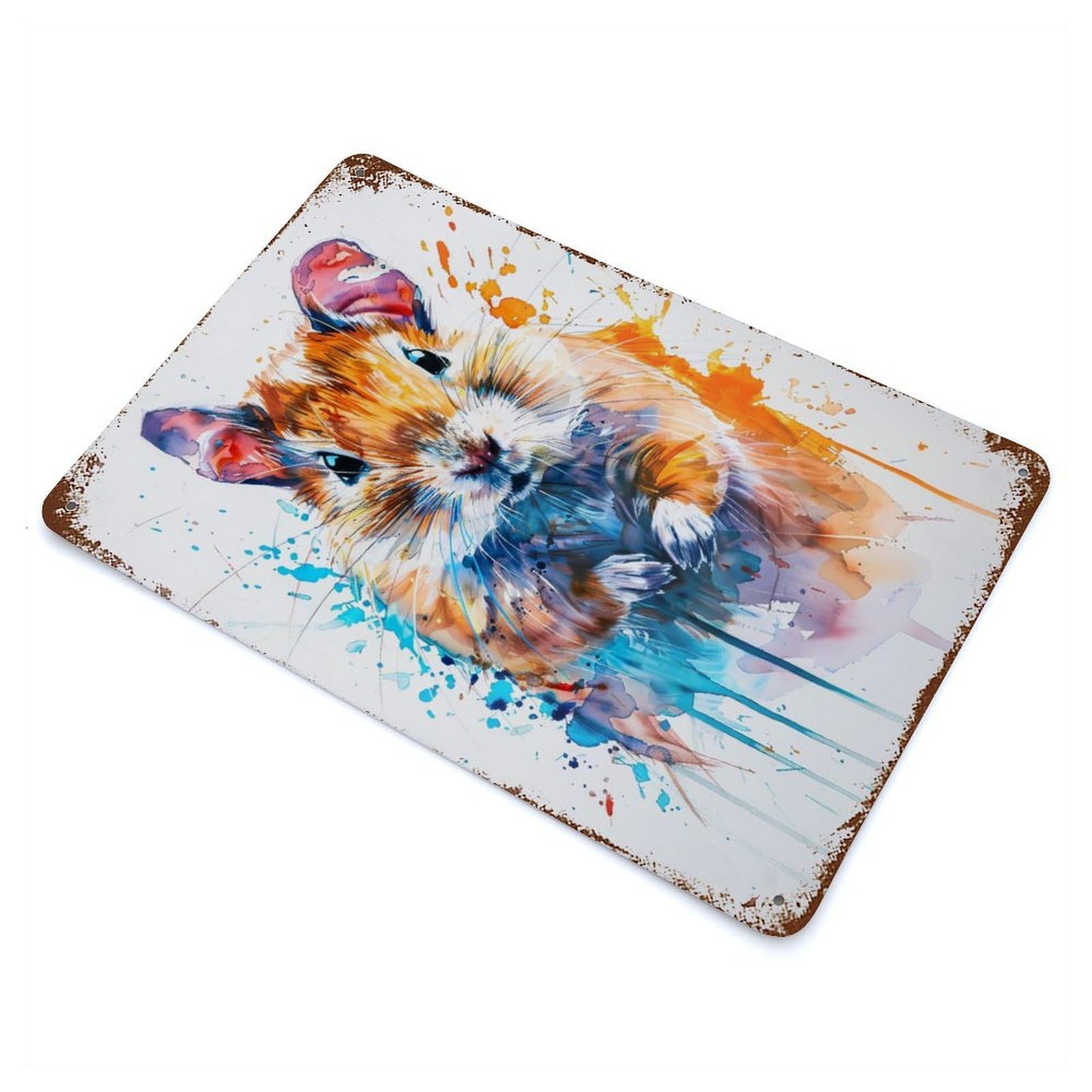 Gerbil Watercolor Decorative Tin Sign 11.8"x7.9", for Bistro, Counter And Cafe Decor, Classic Wall Plaque