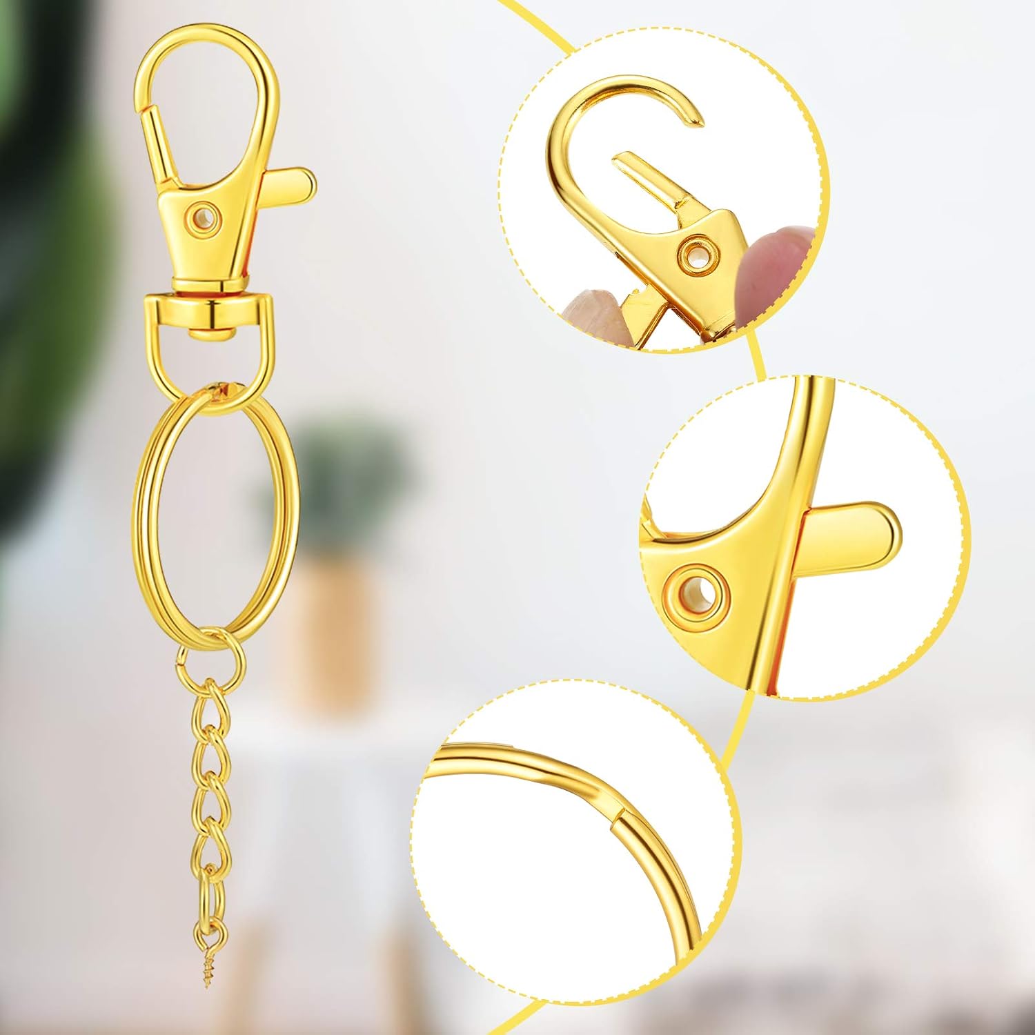 Moxweyeni 250 Pieces Lobster Claw Clasps Key Chain Rings for Hanging Include 35 Swivel Snap Clasps 35 Keychain with Open Jump Rings and 180 Screw Eye Pins