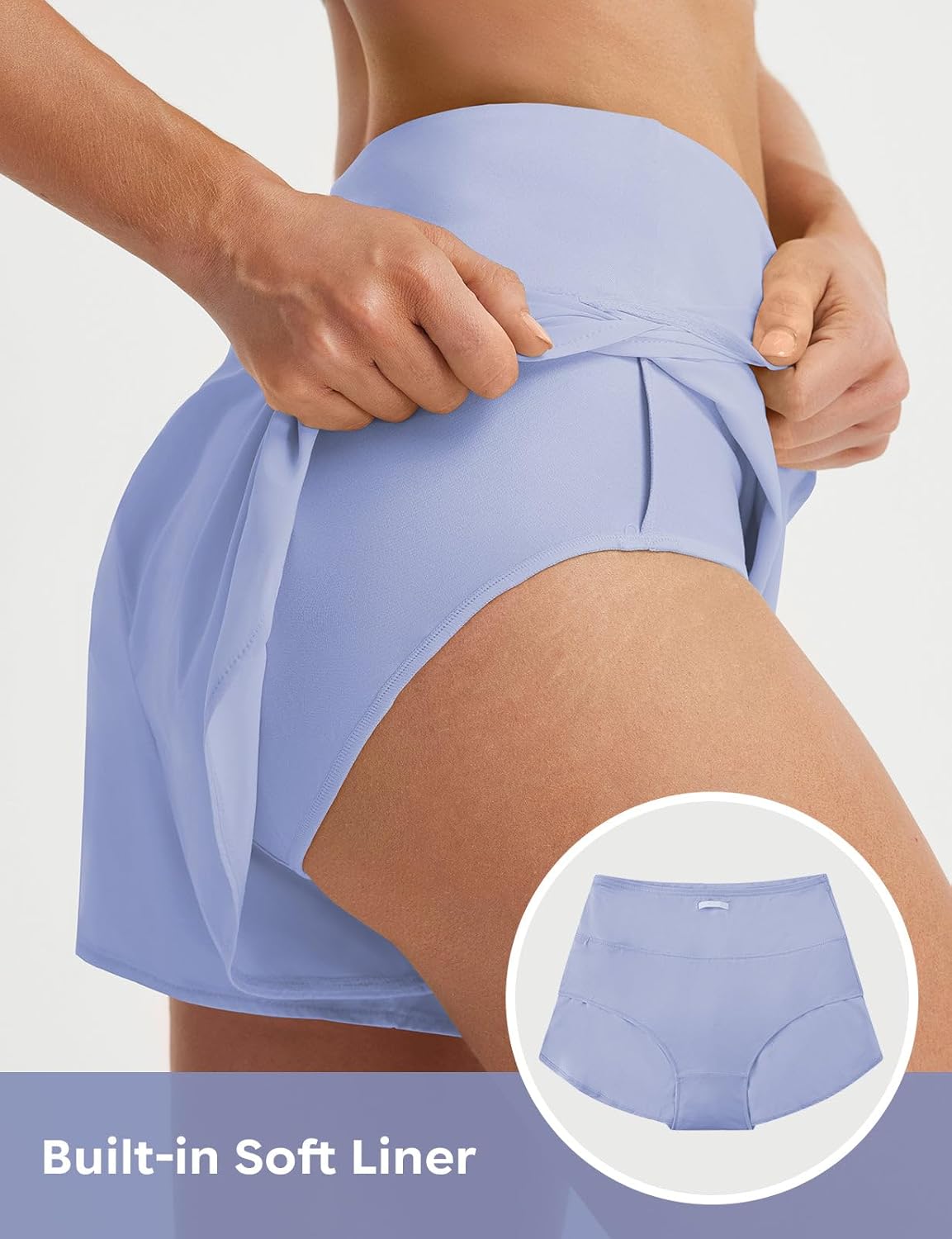 baleaf Women's High Waisted Athletic Running Shorts 3" Quick Dry Workout Gym Sports Flowy Shorts with Liner Lightweight - Image 7