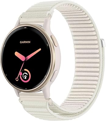 20mm Nylon Watch Band Compatible with Garmin Vivoactive 6/Vivoactive 5/3/3 Music/Venu Sq 2, Soft Sport Hook & Loop Replacement Straps for Garmin Forerunner 55/165/245 Women Men