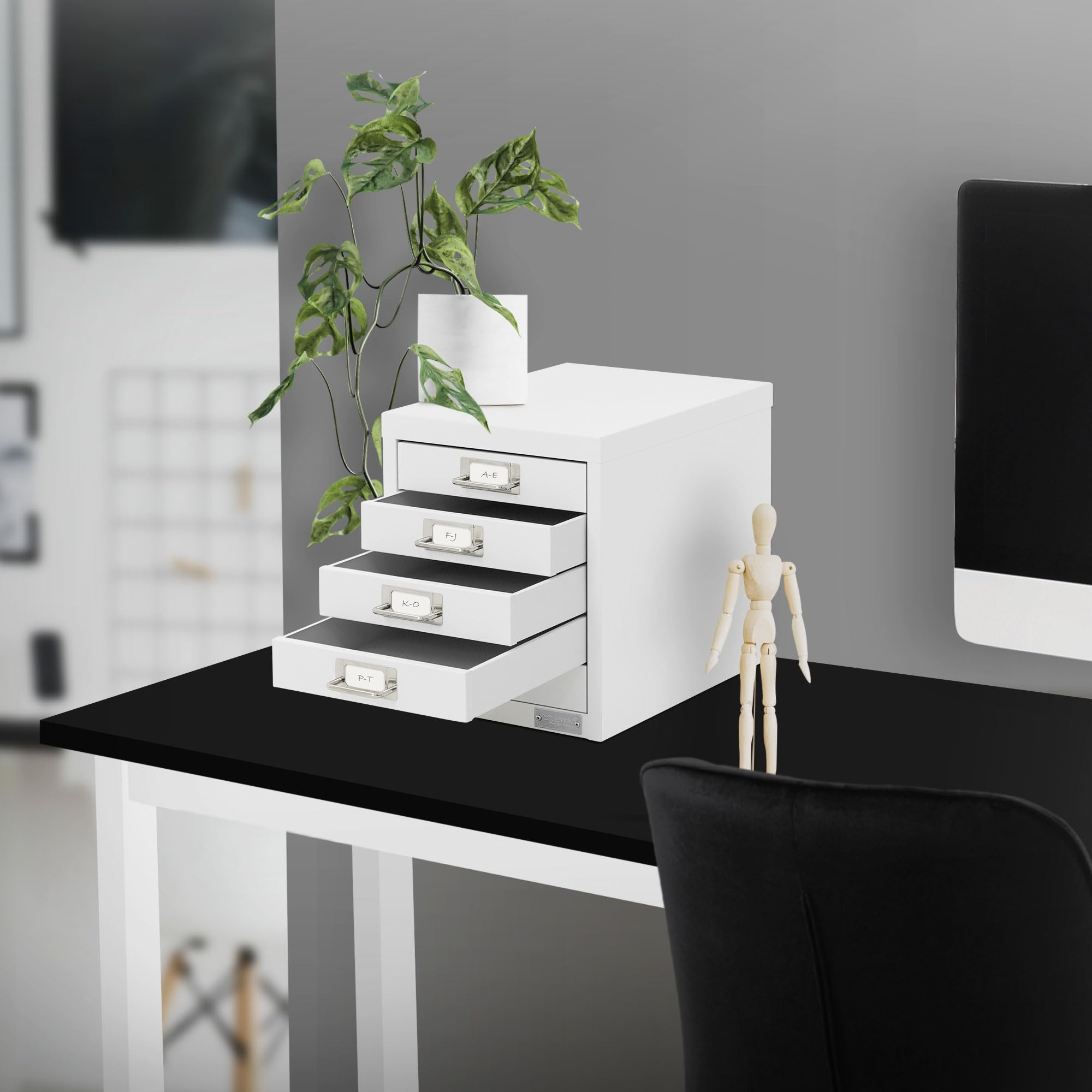ML-Design Armadio per Archiviazione con 5 Cassetti 28x38x33 cm Bianco Cassettiera in Metallo per DIN A4 Schedario per Ufficio con Portaetichette Armadietto in Acciaio Portautensili Portaoggetti