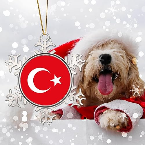Miniatura 7 de Bandera de pavo, adorno de Navidad, recuerdo de país de pavo, decoraciones de Navidad para árbol, bandera nacional, adornos de copo de nieve de