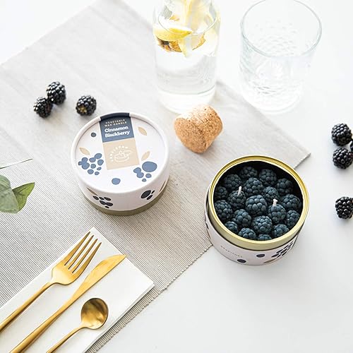 Miniatura 6 de CandleCan - Vela de canela y mora  Velas grandes perfumadas reales para mujeres, amantes de la comida, vela de lata dorada para regalo del hogar,