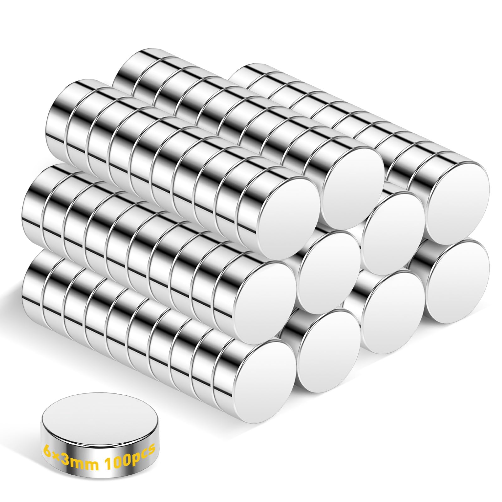 Wukong 6×3mm Mini Magnets, 100 Pack Strong Magnet, Small Round Magnet Craft Magnets for Whiteboard, Notice Board and Fridge