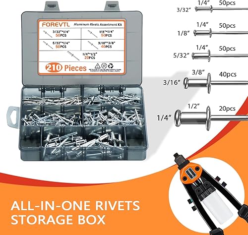 Miniatura 7 de Kit de herramientas de tuerca de remache + kit de pistola de remache pop