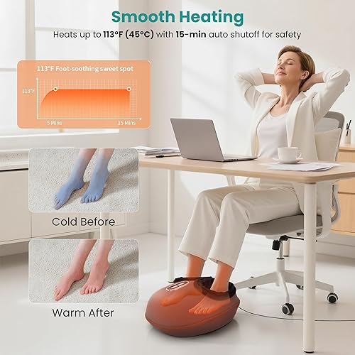 Miniatura 3 de Nekteck - Masajeador de pies Shiatsu con calor relajante, terapia de amasamiento profundo, compresión de aire, alivia el dolor de pies y mejora la