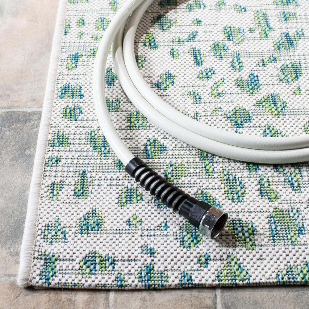 SAFAVIEH Washable Rug Outdoor Courtyard Collection - 2'3" x 12' Runner, Ivory & Green, Non-Shedding & Easy Cleaning, Ideal for Patio, Entryway, Mudroom, Hallway, Kitchen (CY8505-55712)