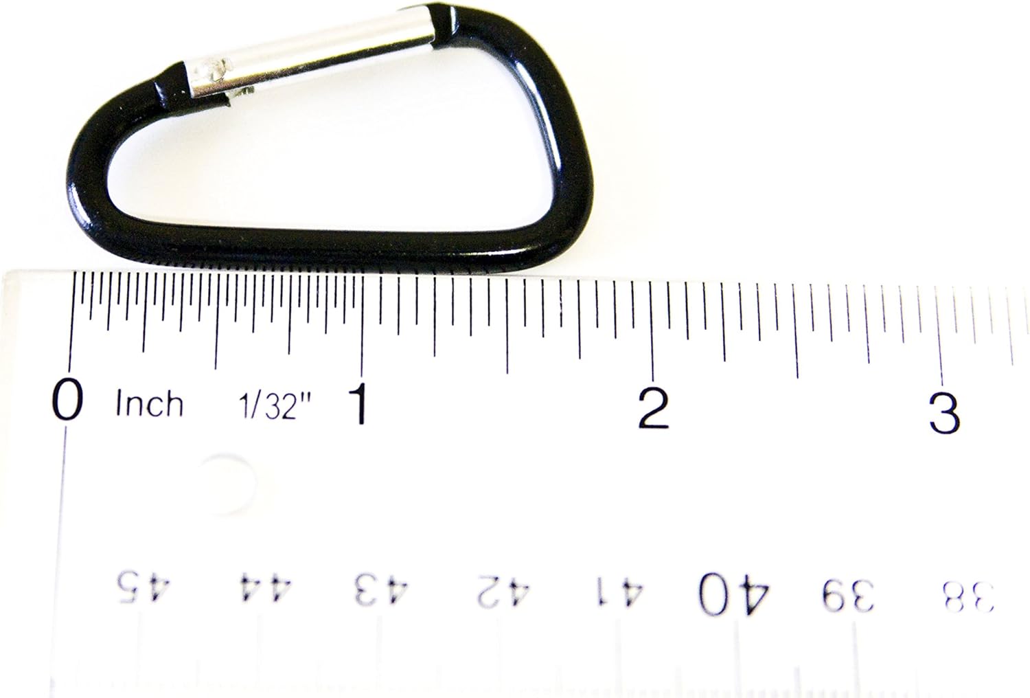 100pcs Aluminum D Shaped Carabiner Belt Clip 1-7/8" Key Chains - Black Color