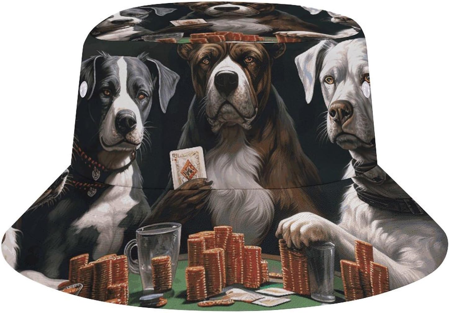 Playing Poker Dogs Bucket Hat Packable Sun Hats Travel Summer Beach Fisherman Cap for Women Men Teens