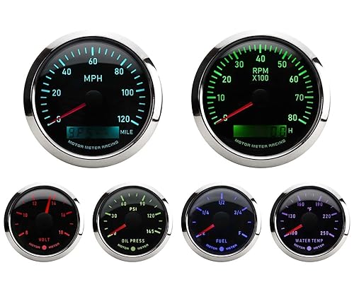 Miniatura 61 de MOTOR METER RACING - Juego de medidores para motores clásicos (juego de 6 medidores)