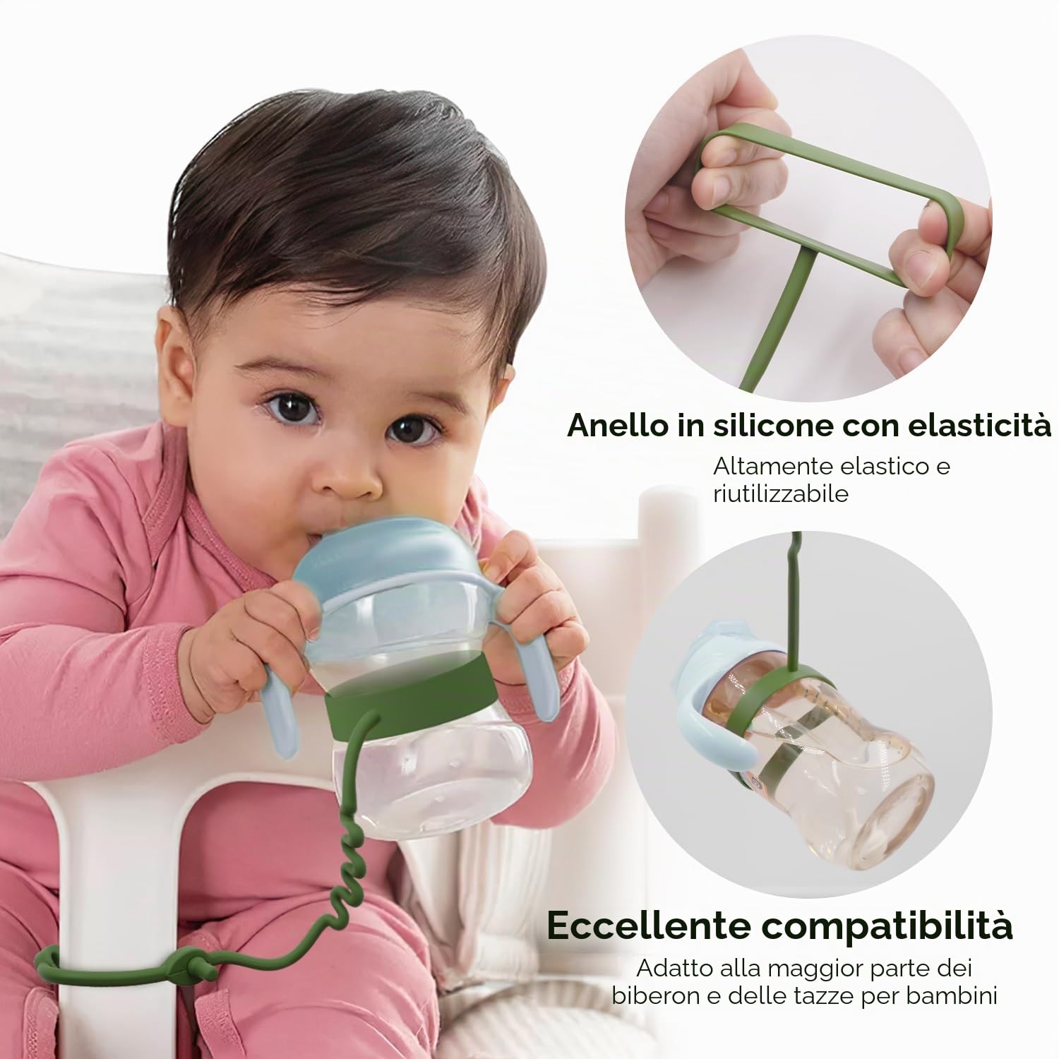 Clip per giocattoli in silicone per bambini - Cinghie regolabili per giocattoli e clip per ciuccio per passeggini, seggioloni, culle, seggiolini auto (4 pezzi)