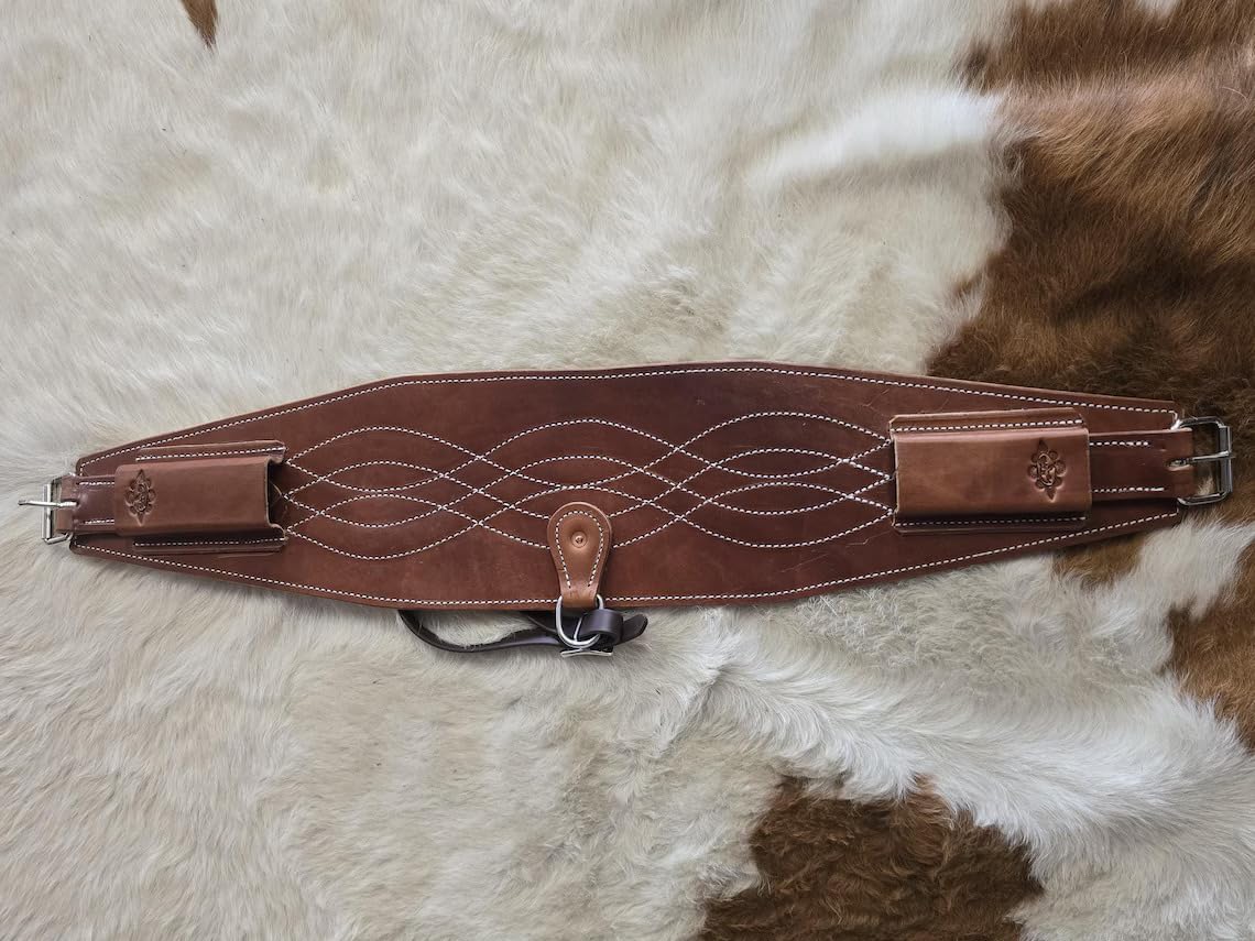 HUMAYL Saddlery Rear Girth Back Cinch Strap Western Horse Saddle Bucking Strap Flank Cinch Smooth Leather Size Length: 40 Buckle to Buckle & Width: 2.75 with 2 Buckles, GIRTH74