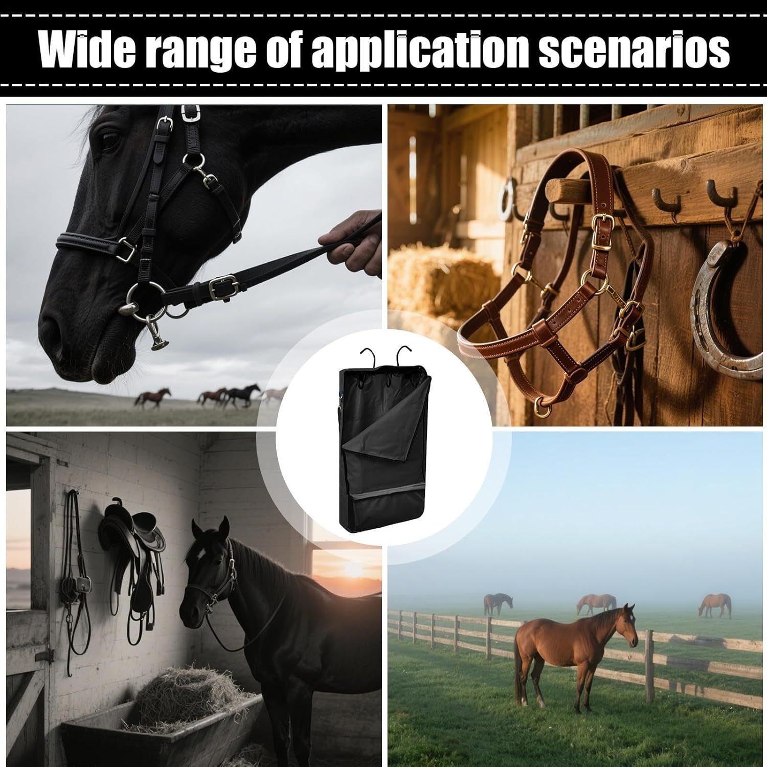 この馬のタックバッグは、馬術用具を整理するための理想的なアクセサリーです。3ポンドラックと大容量収納スペースを備えており、ハーネス、