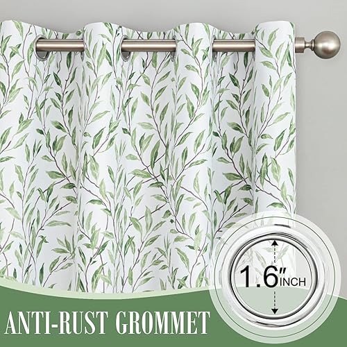 Miniatura 4 de Leeva Cortinas 80% opacas para oscurecer la habitación, estampado de hojas con textura suave en cortinas de tela gruesa de doble capa para sala de