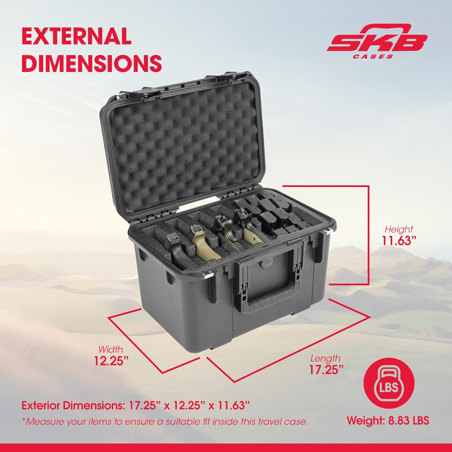 SKB Multi Hand Gun Case - Custom Foam Interior, Waterproof, MIL-STD 810G - Secure Storage for Sport, Law Enforcement - Professional Grade - Heavy Duty - Easy to Use