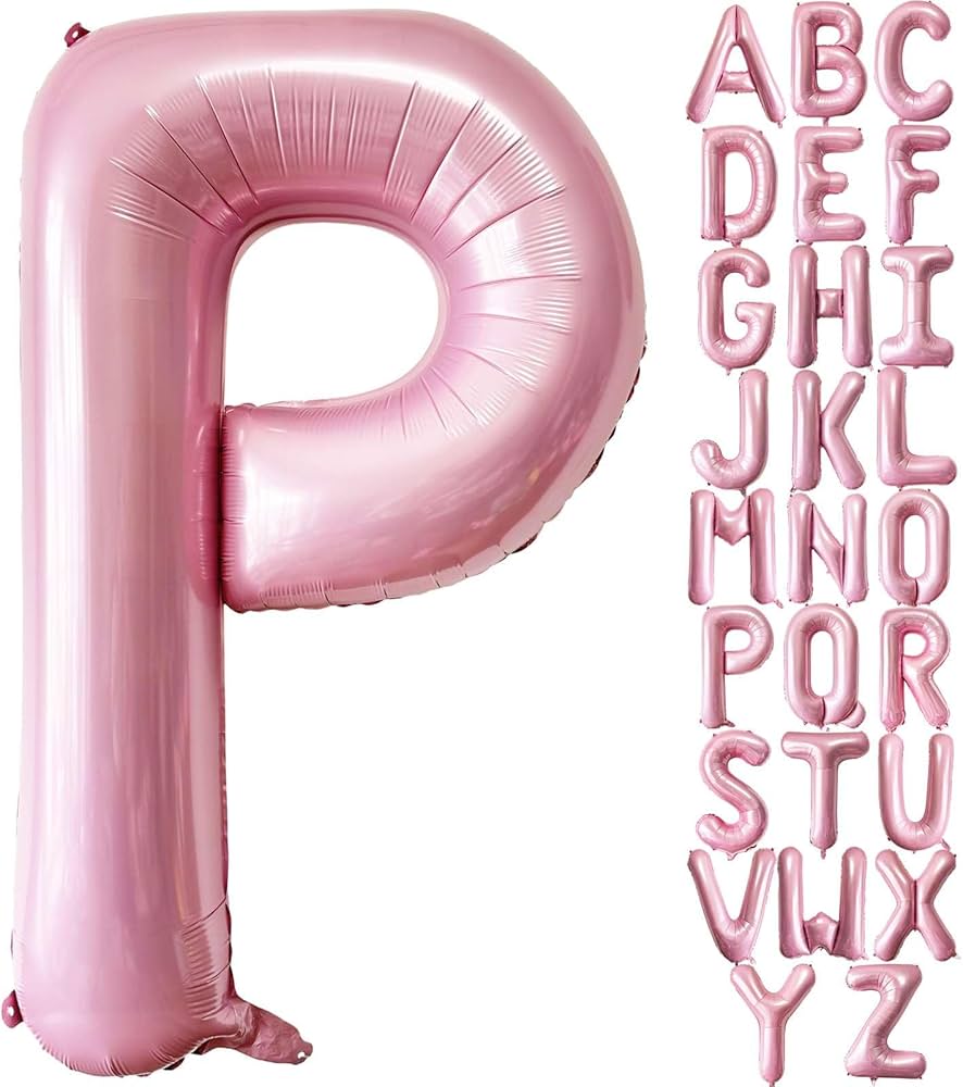 Amazon | ピンクの文字Pバルーン、40インチのパステルピンクの