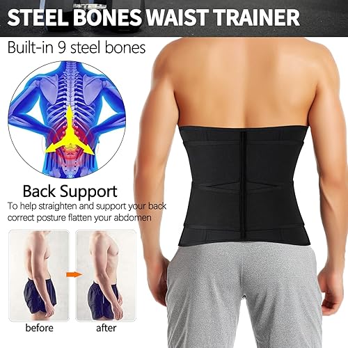 Miniatura 4 de KIWI RATA Corsé de neopreno para entrenamiento de cintura para hombre, cinturón de compresión extra para el vientre