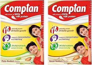 Nutrition Drink Powder for Children, Kesar Badam Flavour, 500 g Carton & Pista Badam, 500gm | Nutrition drink for kids with protein & 34 vital nutrients