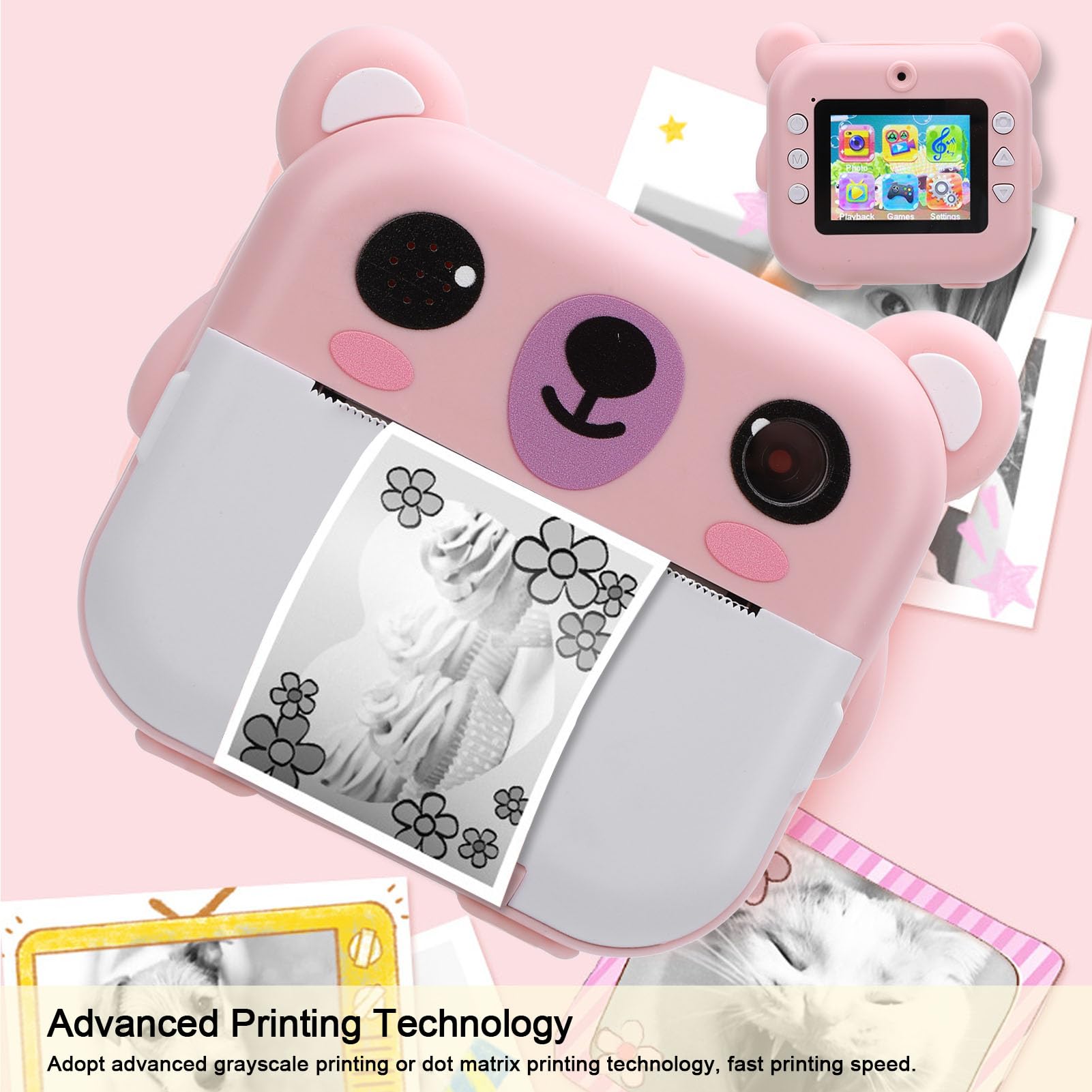 Multifunctional Instant Print Camera with TFT Screen 1080P HD