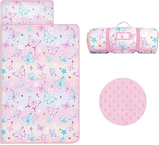 Saco de Dormir para Niños con Almohada y Manta Extra Gruesa Grande 2 en 1, Alfombrilla de Siesta para Niñas y Niños, Bolsa de Dormir Bebés para Preescolar Viajes Camping