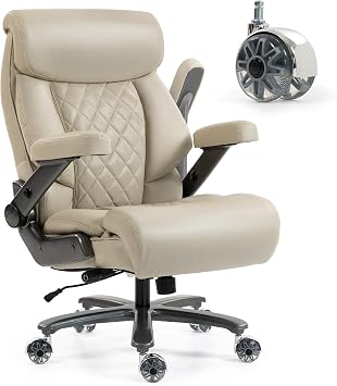 DYHOME 700LBS Heavy Duty Office Chair Comfy Big and Tall Office Desk Chair Beige