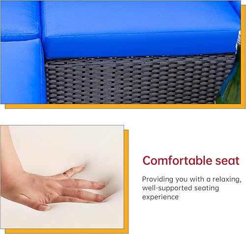 Vista 130 de FDW - Juego de muebles de mimbre de 3 piezas, sillas de ratán modernas con mesa auxiliar, resistentes a la intemperie, para exterior, patio, porche