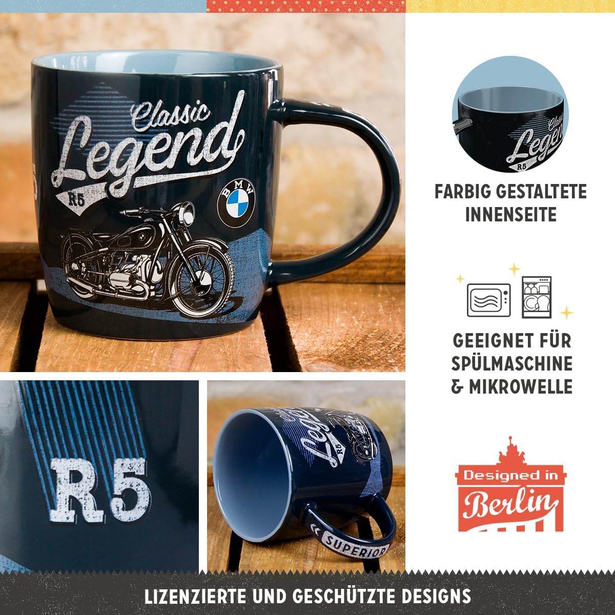 Nostalgic-Art Retro Coffee Mug, 11.2 oz, official license product (OLP), BMW – Classic Legend – Gift idea for car accessories fans, Ceramic Cup, Decorative vintage design image 3
