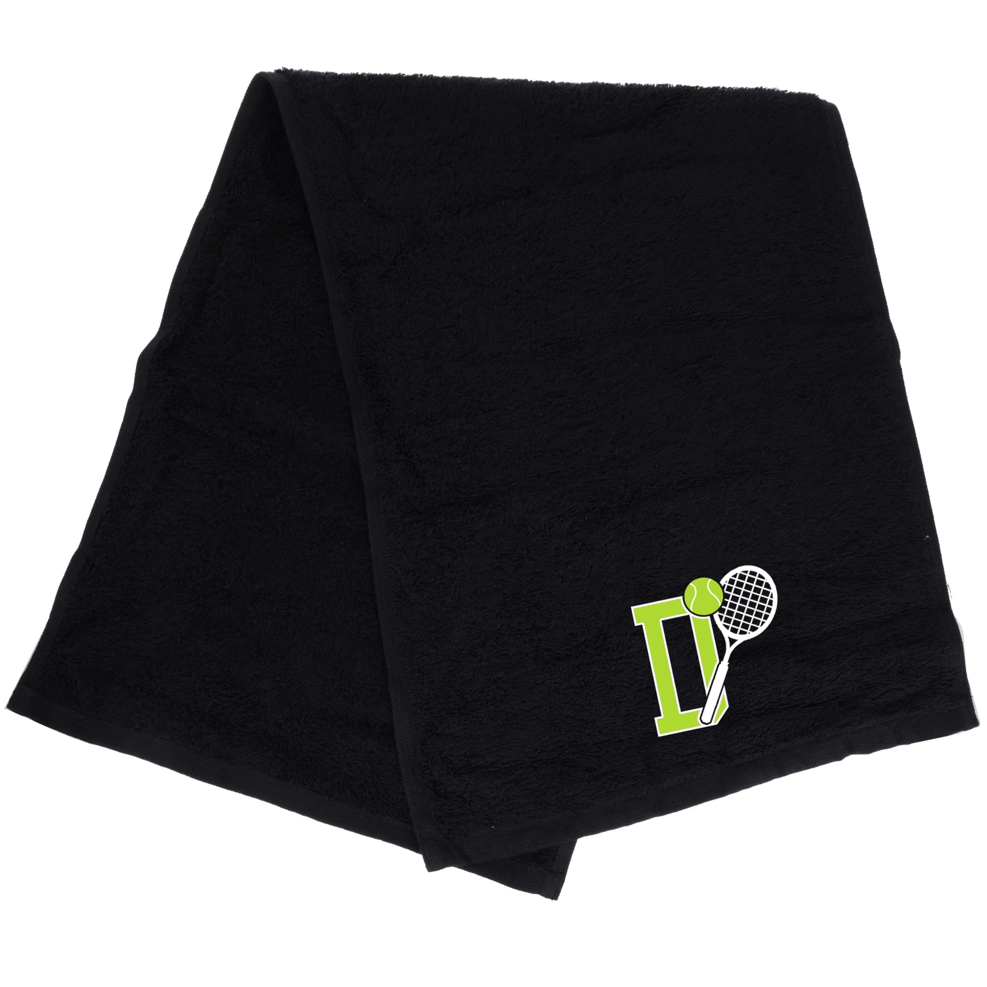 Always Looking Good Tennis Towel with Monogrammed Embroidery Initial Gift for Men & Women, Training Accessory Gift, Gym Towel Present for Tennis Players Birthday, Retirement, Christmas - Black, D
