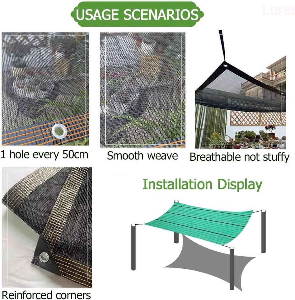 Shade Mesh, Black Pond Mesh Cover, Pool Nylon Netting Protects Fish, Sunblock Shade Neting with Grommets(3.0x3.0m(9.8x9.8ft))
