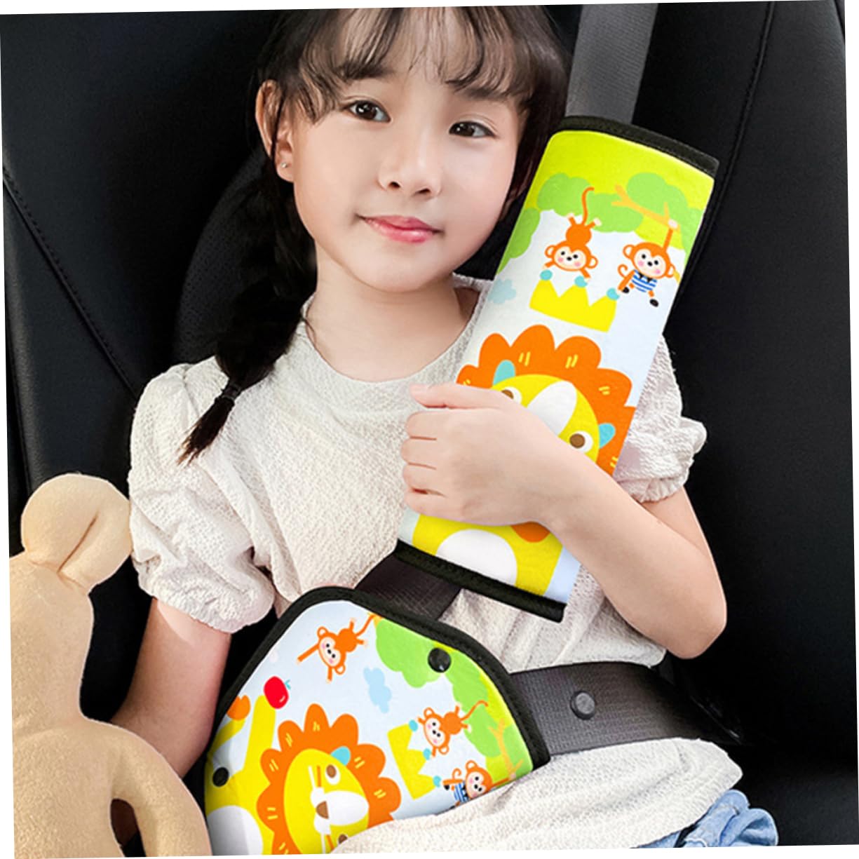 OUNONA 3juegos Almohadillas Ajustables Para Protector De Cuello y Diseño De Animales Soporte De Seguridad Para Coche Previene Rozaduras y Disconfort