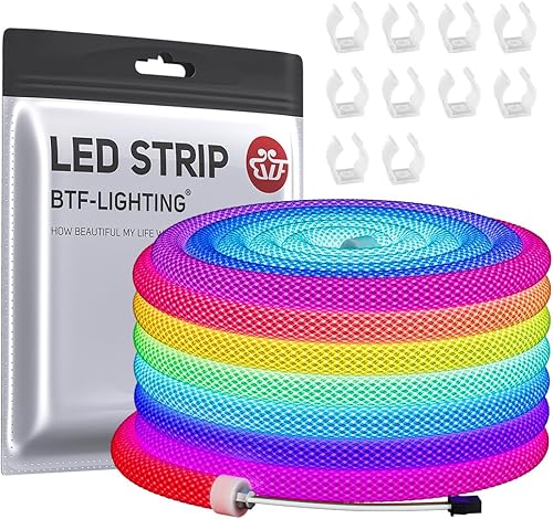 Miniatura 16 de BTF-LIGHTING 9.8 pies WS2811 WS2812B IC RGB 360 Grados Tira LED de Colores Neon Flexible de Silicona de Nylon con Patrón Reticulado IP67 Impermeable
