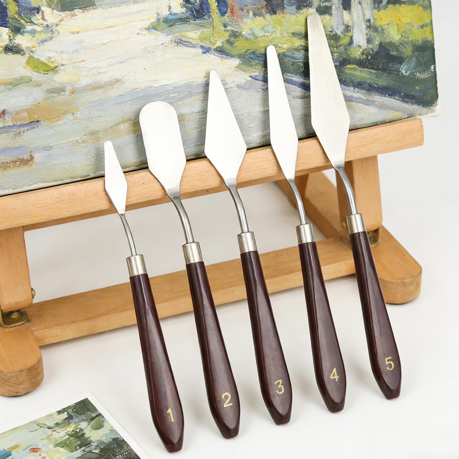 5 Pcs Cake Cream Spatula Stainless Steel Cake Icing Spatula, Art Painting Baking Pastry Tool, Mini Offset Spatulas for Cake Fondant Chocolate
