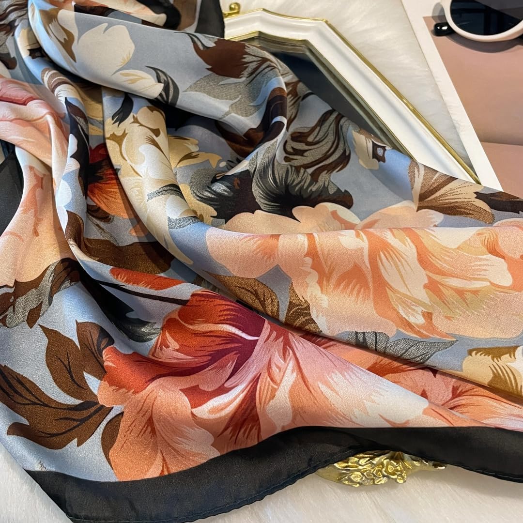 Silk Feeling Hair Scarf Bandanas for Women 27.5" Square Lightweight Satin Head Scarves Neck Sleeping Headscarf Wrap - Image 4