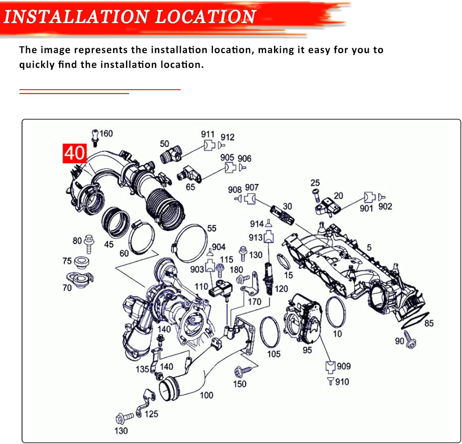 2700901029 Air Intake Suction Hose Duct for Mercedes-Benz W117 W176 W246 C117 X156 CLA250 A200 A260 B180 B200 B260 CLA180 CLA200 CLA220 CLA260 GLA200 GLA260 2013-2020, 2700900329 2700900629