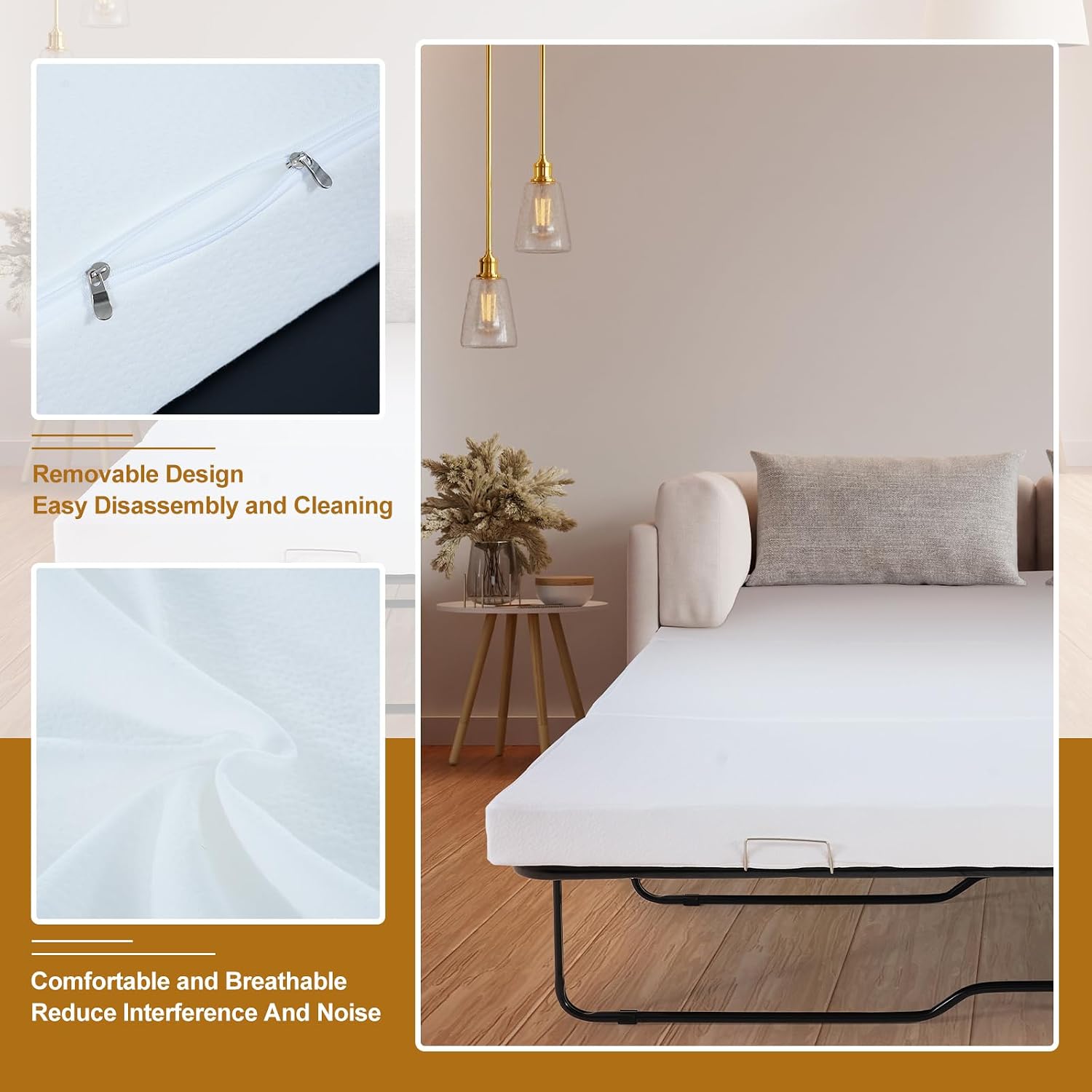 DoCred 4 Inch Memory Foam Mattress Replacement with Washable Cover for Sleeper Sofa and Couch Beds, Full Size Pull Out Couch for Sleeper Sofas, 72" L x 53" W x 4" H, Sofa Not Included