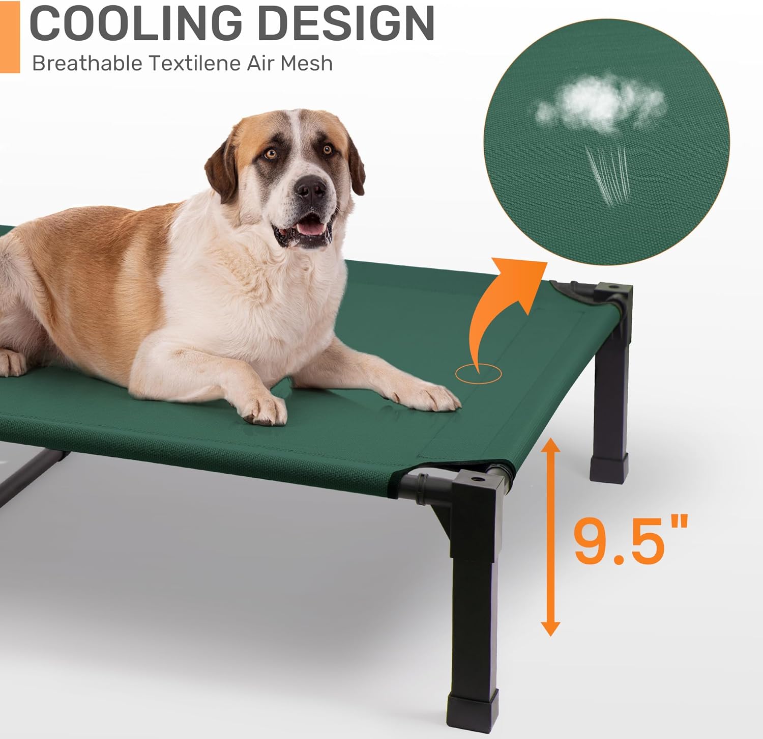 Heeyoo Elevated Dog Bed with Canopy, Portable Dog Cot with Removable Shade Tent, Outdoor Raised Pet Cot Cooling Bed for Dogs