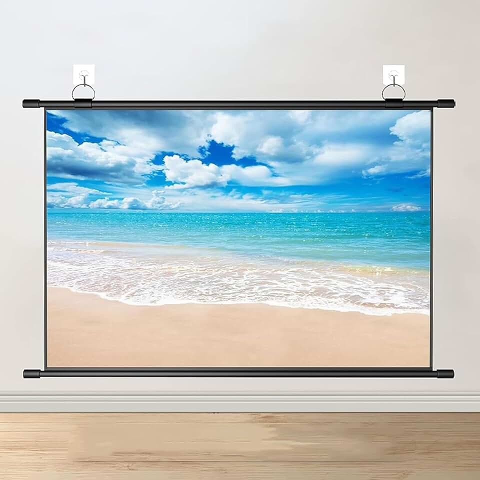 Tela De Projeção Retrátil Manual, Montável Na Parede Ou No Teto, Hd 4:3, Proporção 16:9 Para Home Theater, Escritório, Tela De Projeção Portátil, Ideal Para Filmes Ao Ar Liv, 04:03:00, 30"
