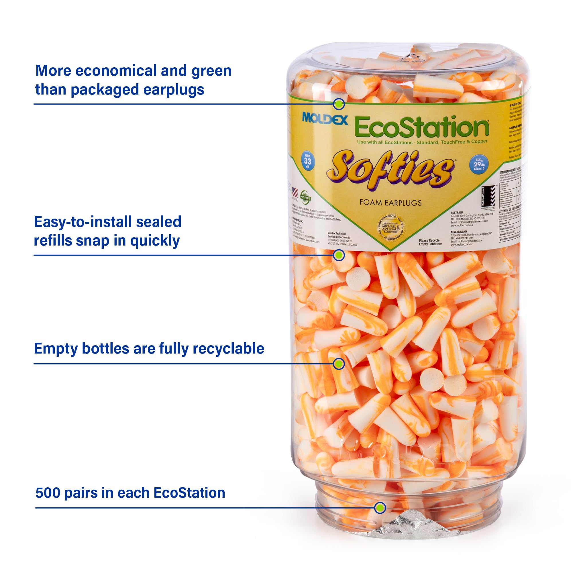 Moldex Softies EcoStation 6702 jednorazowe wkłady do uszu, NRR 33 dB