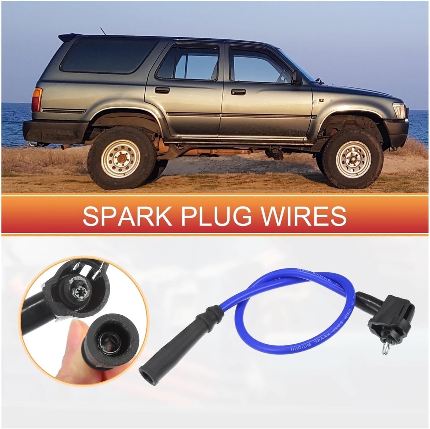 Car Spark Plug Coil Wires Ignition Coil Harness Cable 7mm Compatible with Toyota 4Runner 1994-1995 No.9091921553 - Pack of 5