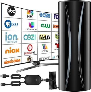 Forlovv 3600+ Miles Indoor TV Antenna - 360° Reception, 4K 8K HD Signal Booster, 38ft Coaxial Cable for Smart & Old TVs