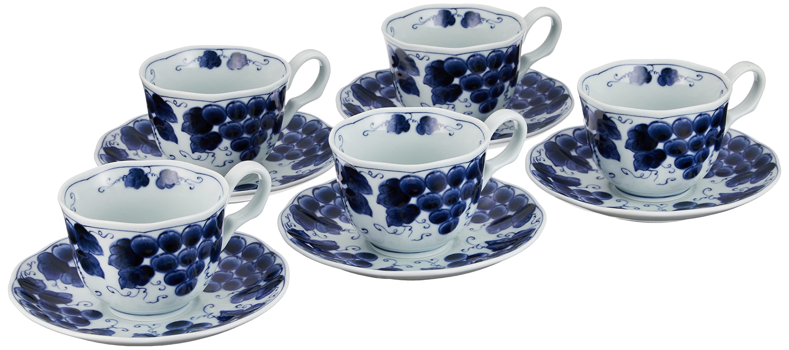 Amazon｜美濃焼 コーヒー碗皿 5客セット ぶとう 797-63-36E(5)｜カップ