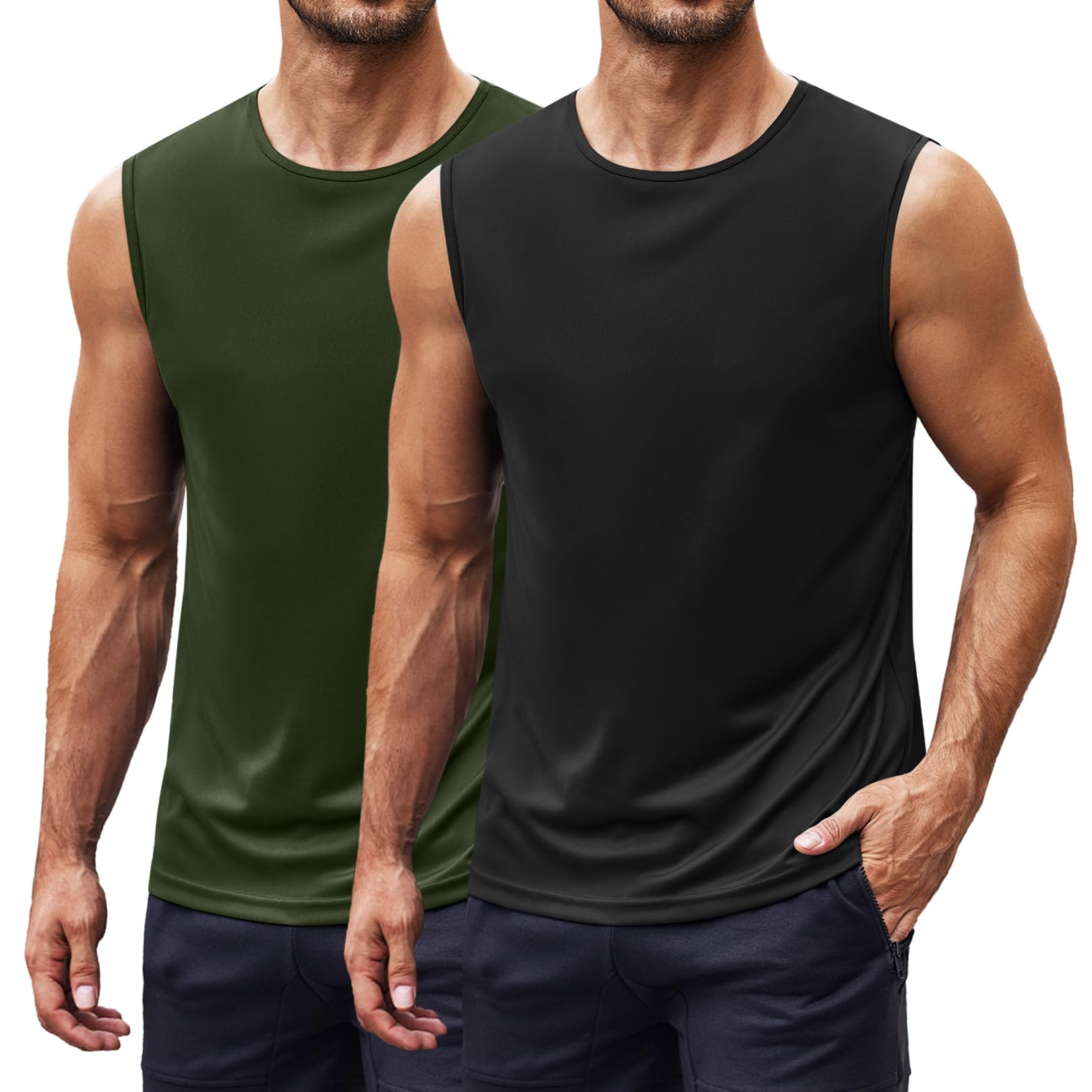 COOFANDY Herren Tank Top 2/3er Pack Ärmelloses Muskelshirt Bodybuilding Achselshirts UPF 50 Sonnenschutz Funktionsshirt