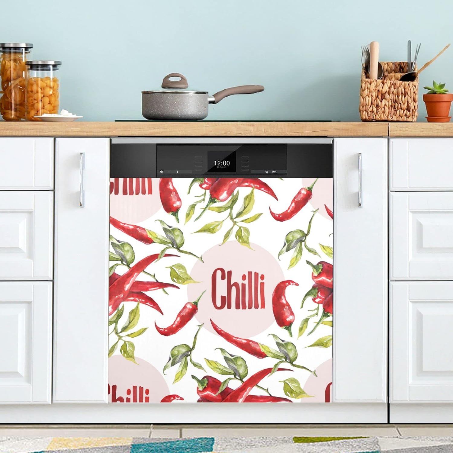 Bright Chili Pepper Dishwasher Cover Farmhouse Fresh Vegetable