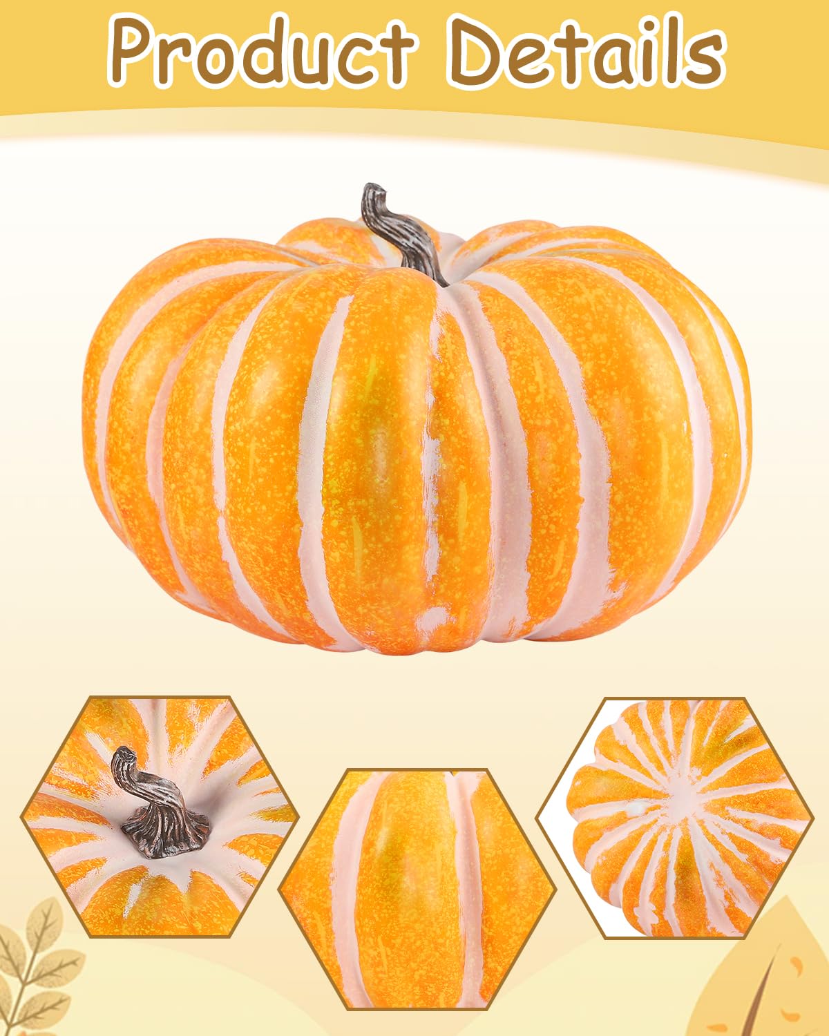 DuHouse Grande zucca artificiale da 47 cm, decorazione autunnale per Halloween, Ringraziamento, veranda, esposizione interna ed esterna (zucca piatta)