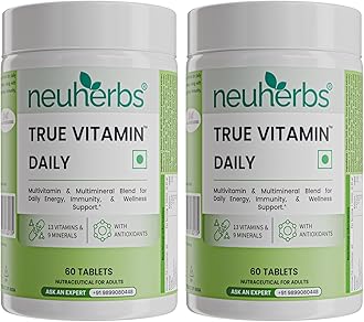 Multivitamin - 60 Tablets | True Vitamin Supplement For Men & Women | Multi Vitamin & Minerals With Vitamin C, Vitamin B, Vitamin D, Iron & Zinc | Boost Immunity, Energy & Stamina, Pack of 2