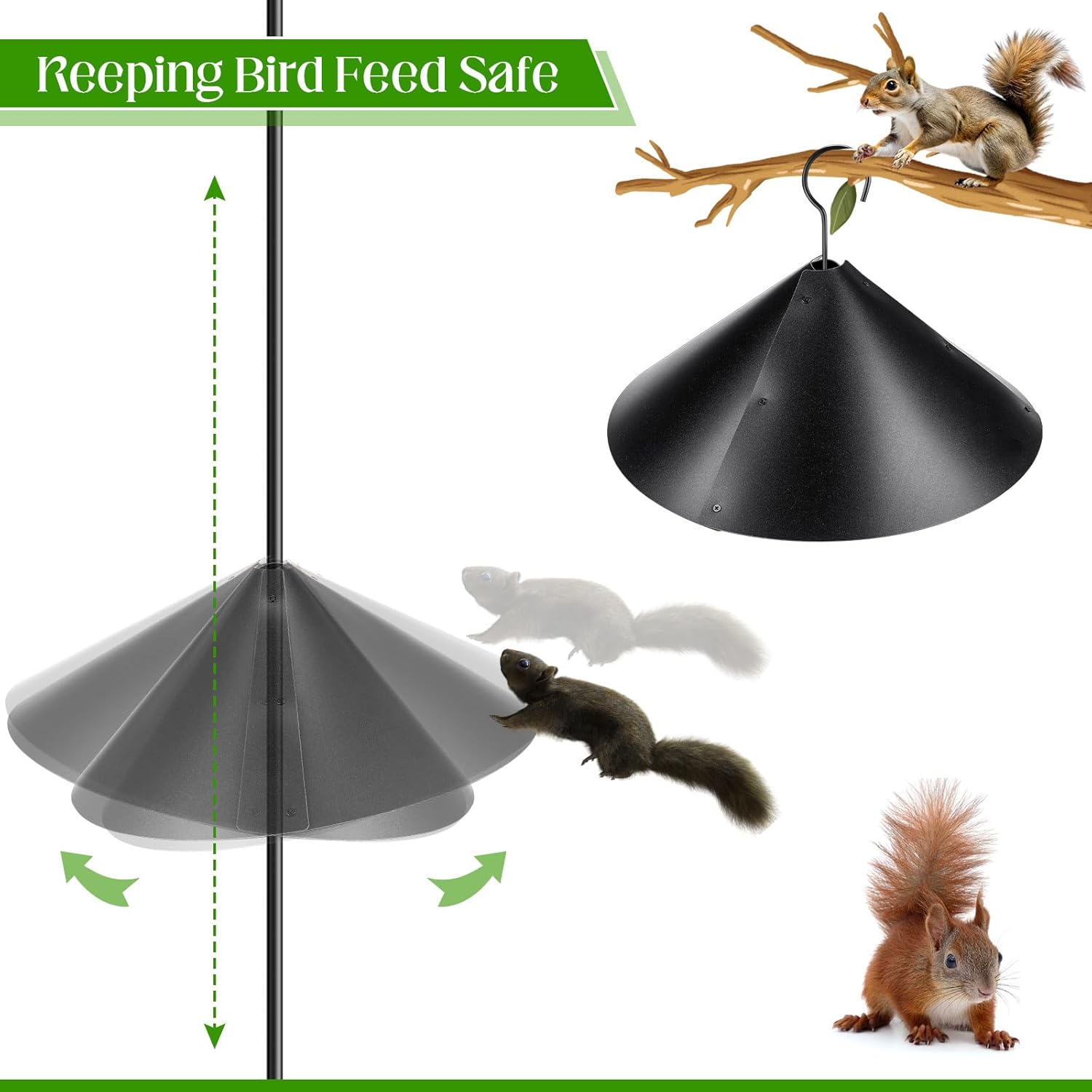 6 Sets 16 Inch Wide Squirrel Baffle for Bird Feeder Pole, Outside Pole Mount Stopper & Bird House Guard for Outdoor Shepherd's Hook Birds Feeder Squirrel Proof for Garden or Park
